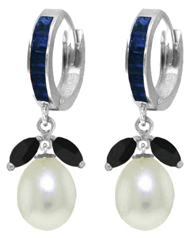 10.3 Carat 14K Solid Yellow Gold Majorca Sapphire Pearl Earrings