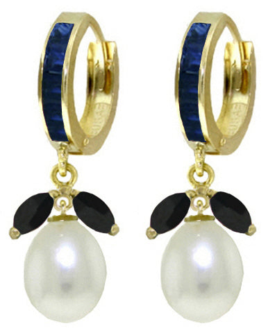 10.3 Carat 14K Solid White Gold Speak To Angels Sapphire Pearl Earrings