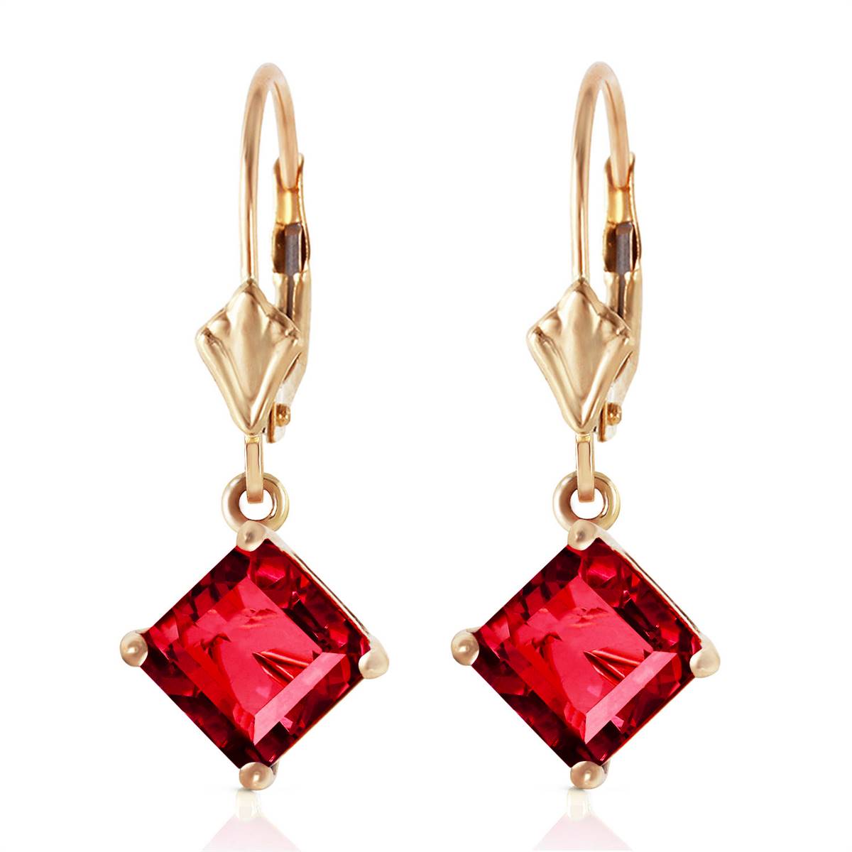 2.9 Carat 14K Solid Yellow Gold Never Square Ruby Earrings