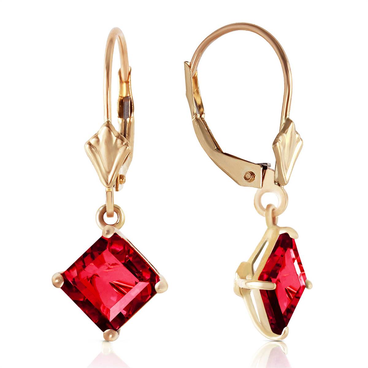 2.9 Carat 14K Solid Yellow Gold Never Square Ruby Earrings