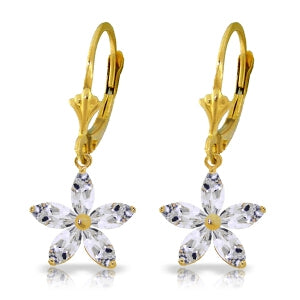 2.8 Carat 14K Solid Yellow Gold Astonish White Topaz Earrings