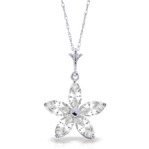 1.4 Carat 14K Solid White Gold Immaculate White Topaz Necklace