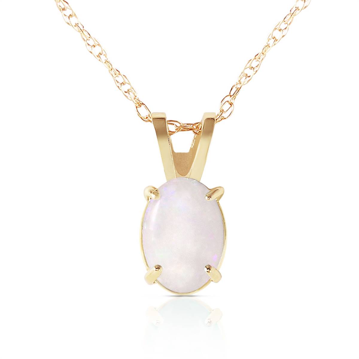 0.45 Carat 14K Solid Yellow Gold Floating In Clowds Opal Necklace