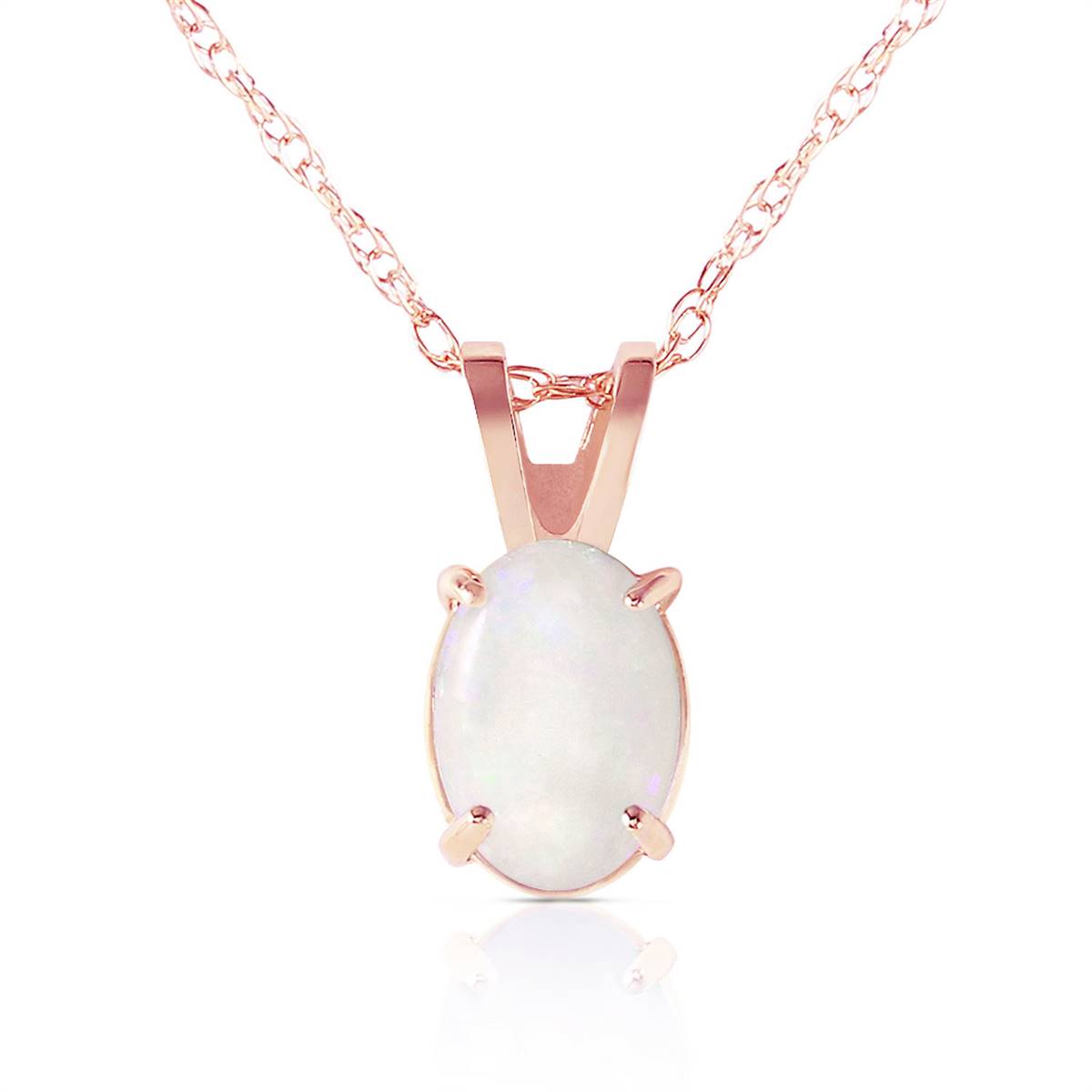 0.45 Carat 14K Solid Rose Gold Solitaire Opal Necklace