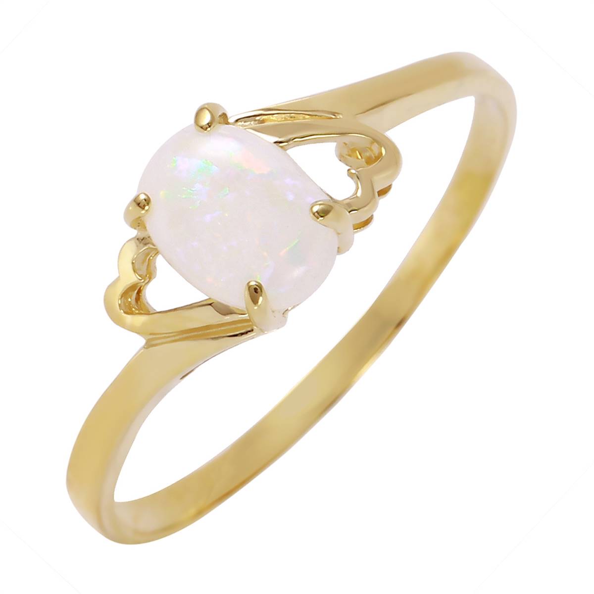 0.45 Carat 14K Solid Yellow Gold Nearly Bare Opal Ring