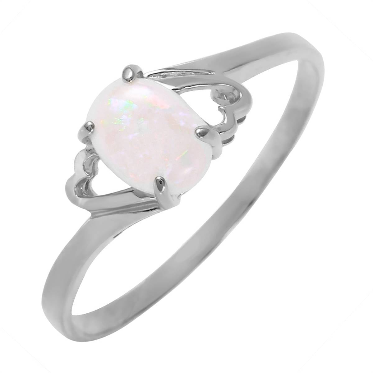 0.45 Carat 14K Solid White Gold Boundless Heart Opal Ring