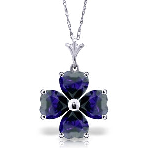 3.6 Carat 14K Solid White Gold Shades Of Night Sapphire Necklace