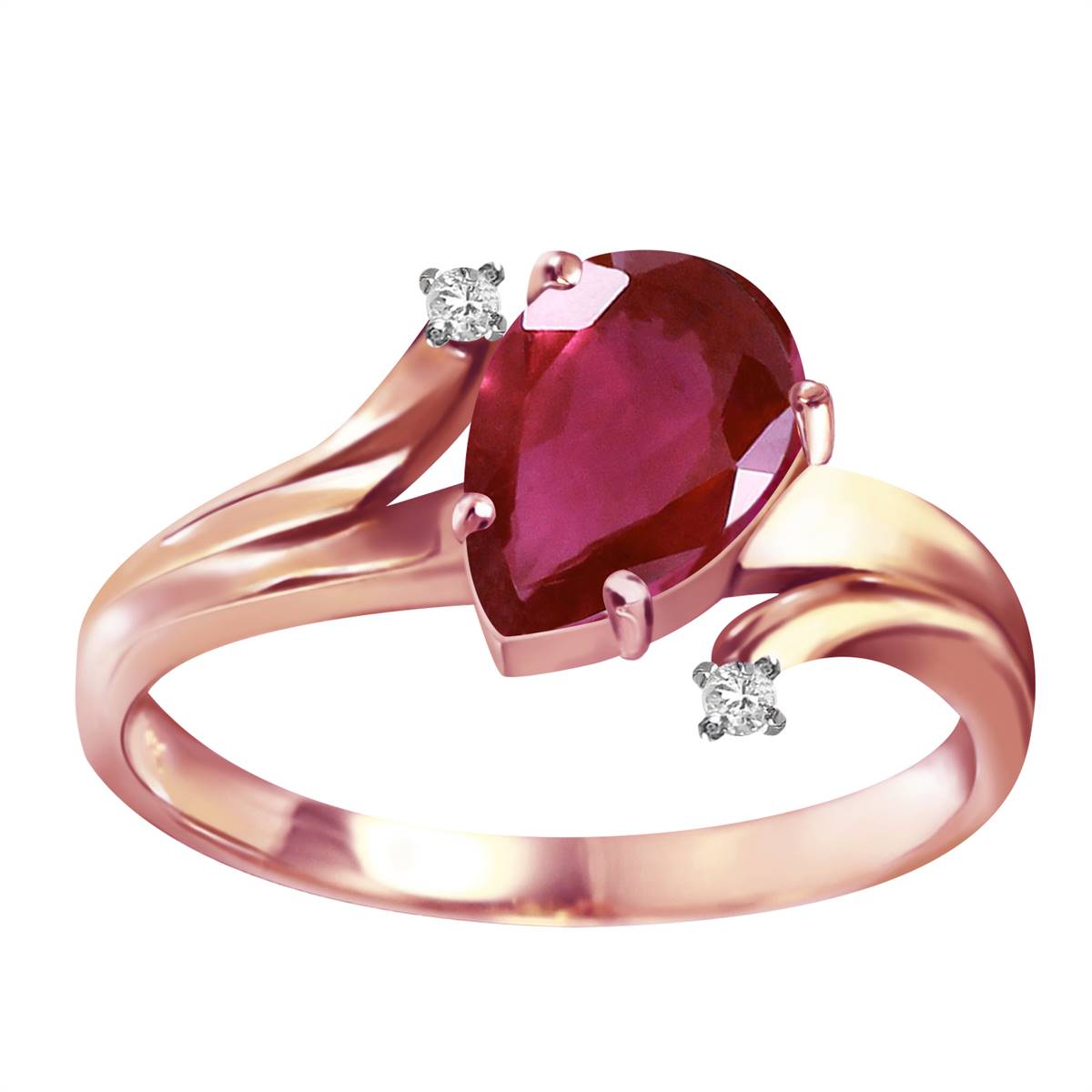 1.51 Carat 14K Solid Rose Gold Lovelight Ruby Diamond Ring