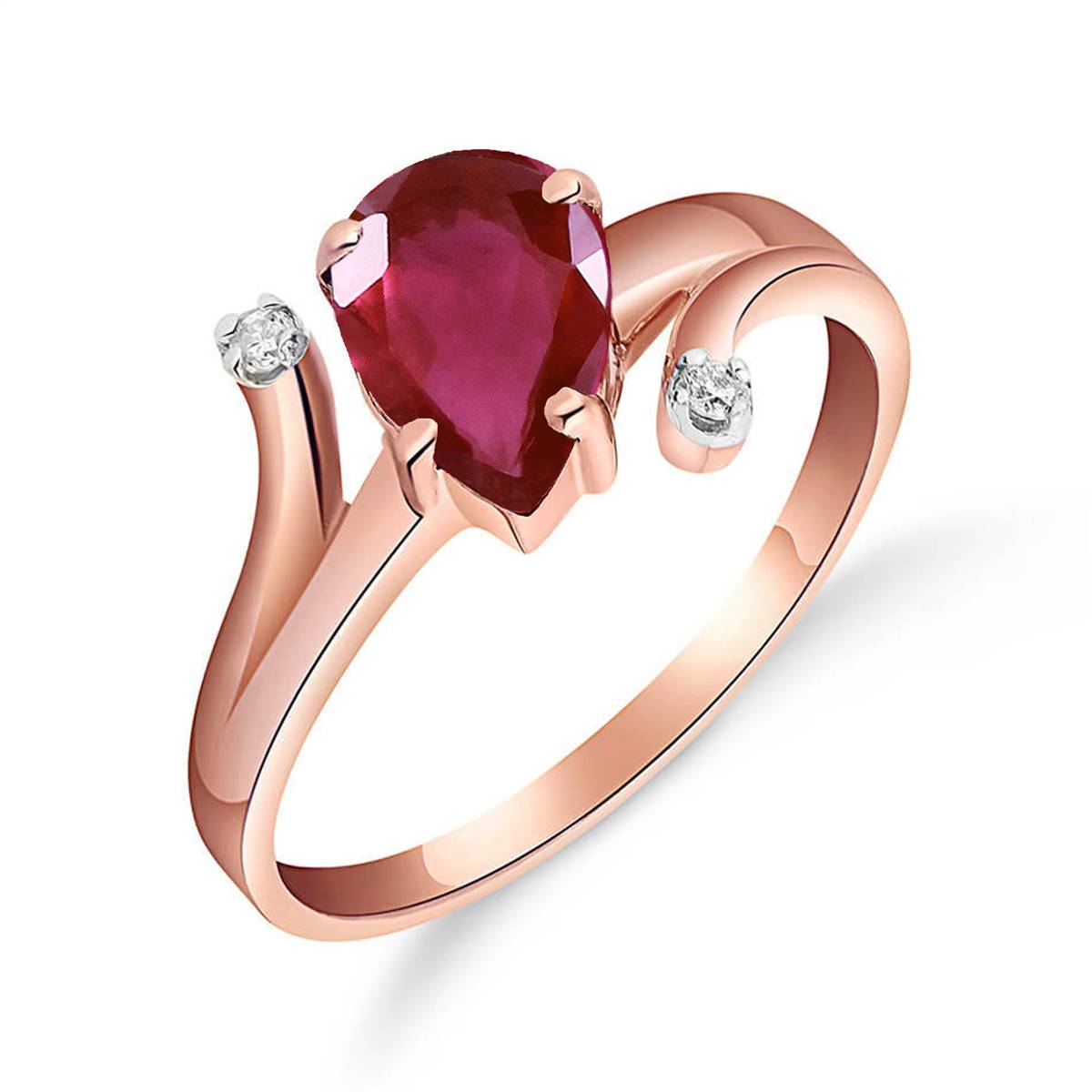 1.51 Carat 14K Solid Rose Gold Lovelight Ruby Diamond Ring