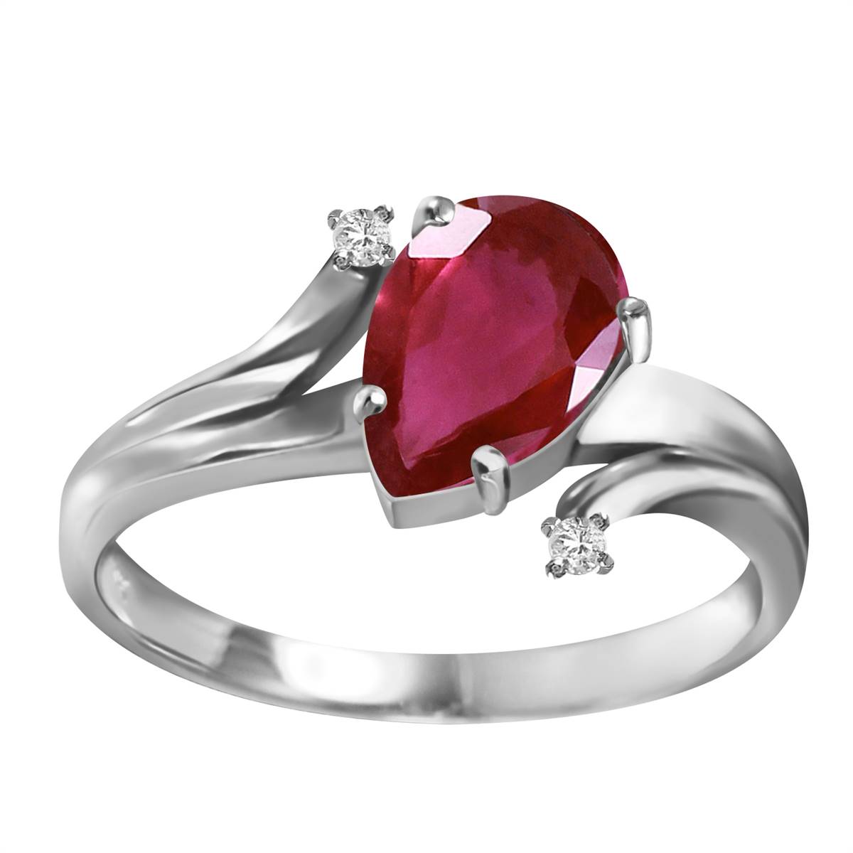 1.51 Carat 14K Solid White Gold Healing Power Ruby Diamond Ring