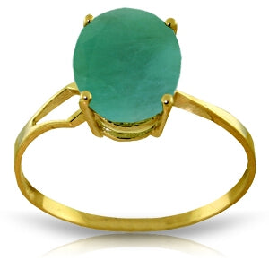 2.9 Carat 14K Solid Yellow Gold Rhapsody In Green Emerald Ring