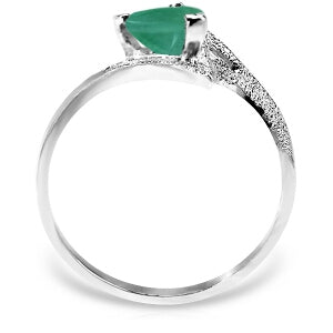 1 Carat 14K Solid White Gold River Thames Emerald Ring