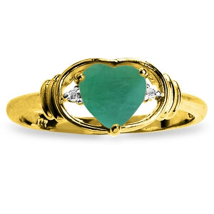 1.01 Carat 14K Solid Yellow Gold Evocative Memories Emerald Diamond Ring