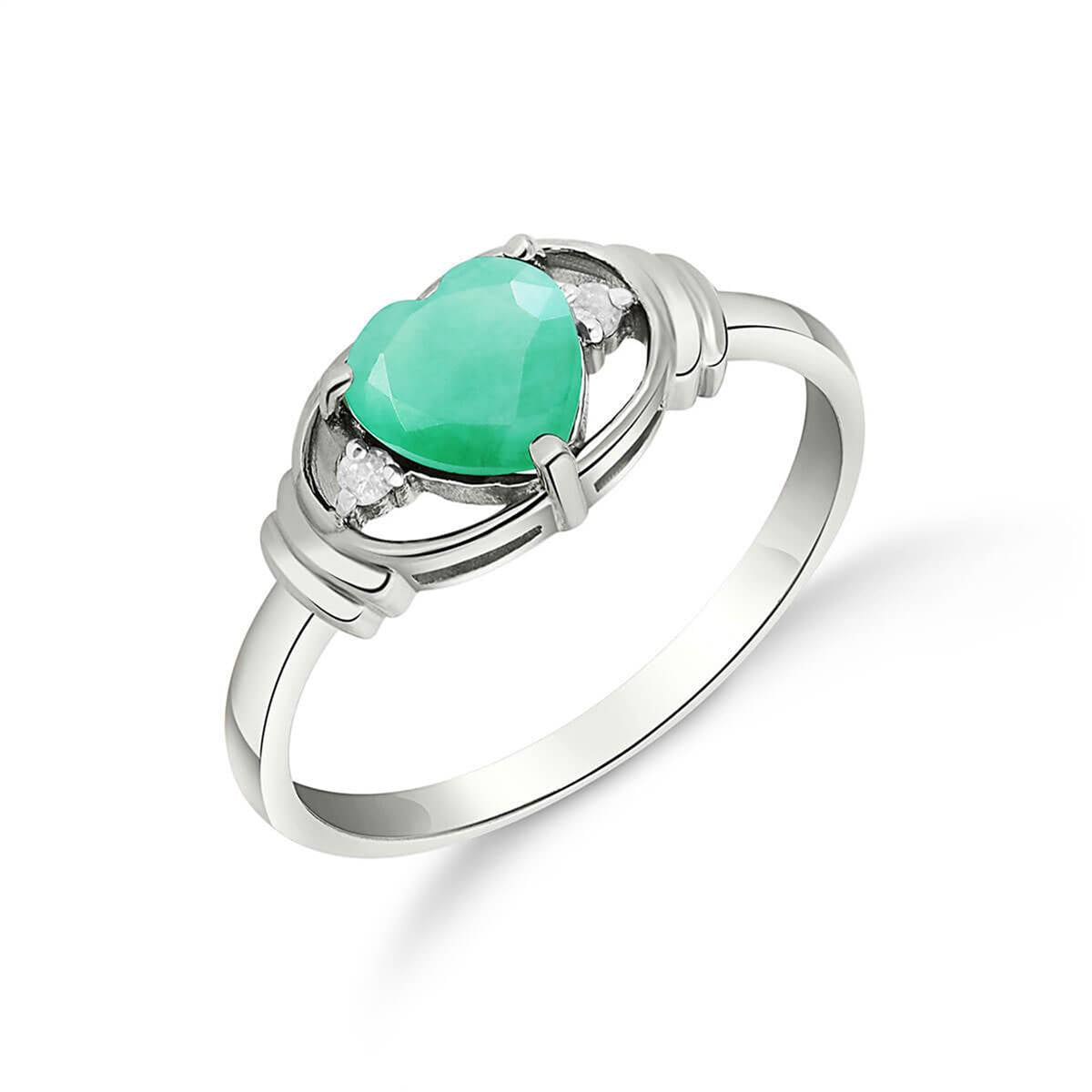 1.01 Carat 14K Solid White Gold Soul Force Emerald Diamond Ring