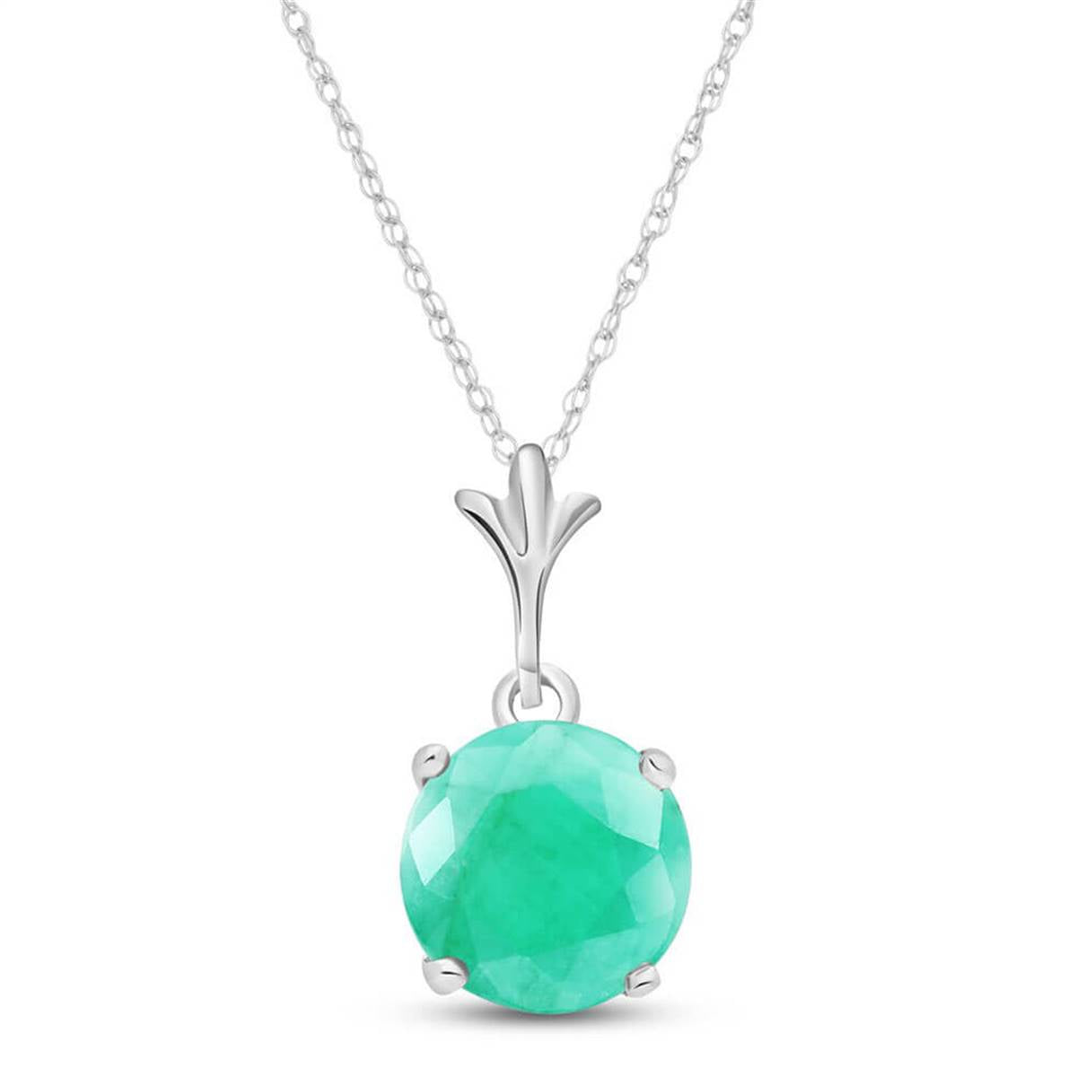 1.65 Carat 14K Solid White Gold Happy Year Emerald Necklace