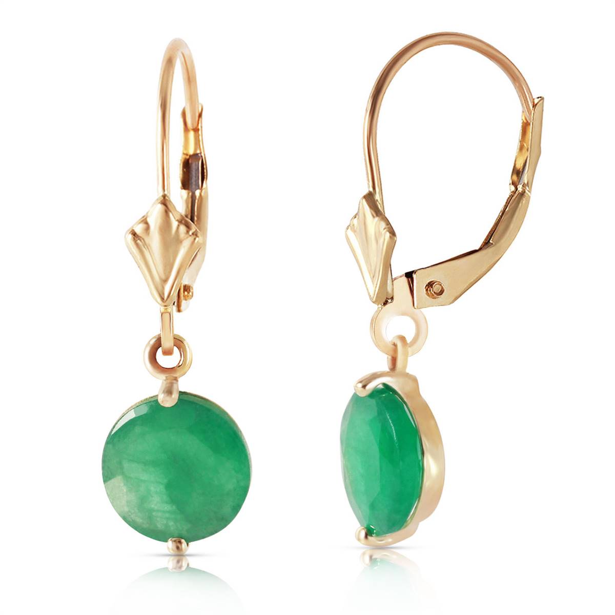 3.3 Carat 14K Solid Yellow Gold Prettygirl Emerald Earrings