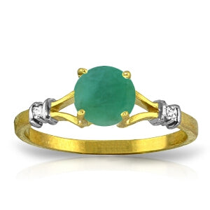 0.62 Carat 14K Solid Yellow Gold Delectable Joy Emerald Diamond Ring