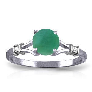 0.62 Carat 14K Solid White Gold River Beauty Emerald Diamond Ring