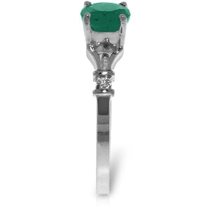 0.62 Carat 14K Solid White Gold River Beauty Emerald Diamond Ring