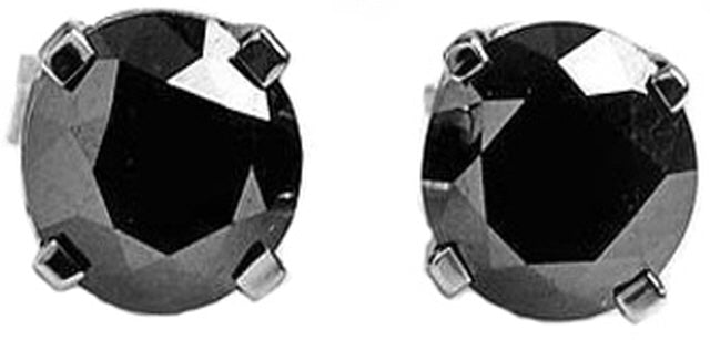 4.75 Carat 14K Solid Yellow Gold Black Cubic Zirconia Stud Earrings