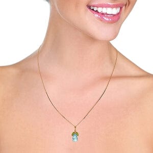 14K Solid Rose Gold Necklace w/ Natural Peridot & Blue Topaz