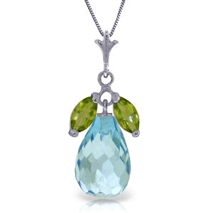 7.2 Carat 14K Solid White Gold Soleil Peridot Blue Topaz Necklace