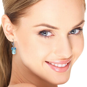 14.4 Carat 14K Solid White Gold Attached Blue Topaz Earrings