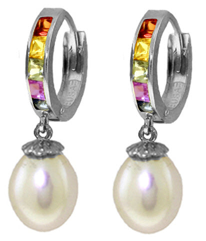 9.3 Carat 14K Solid Yellow Gold Fusion Sapphire Pearl Earrings