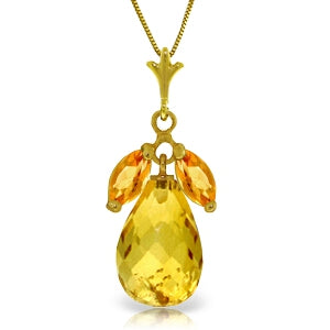 7.2 Carat 14K Solid Yellow Gold Roads Meet Citrine Necklace