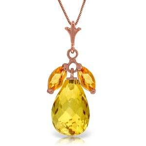 14K Solid Rose Gold Citrine Necklace Gemstone Class