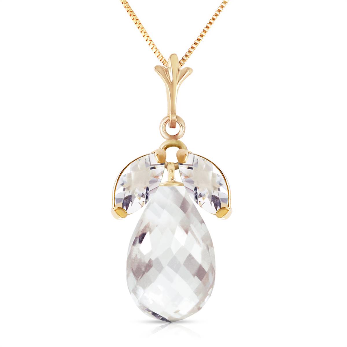 7.2 Carat 14K Solid Yellow Gold A Better Answer White Topaz Necklace