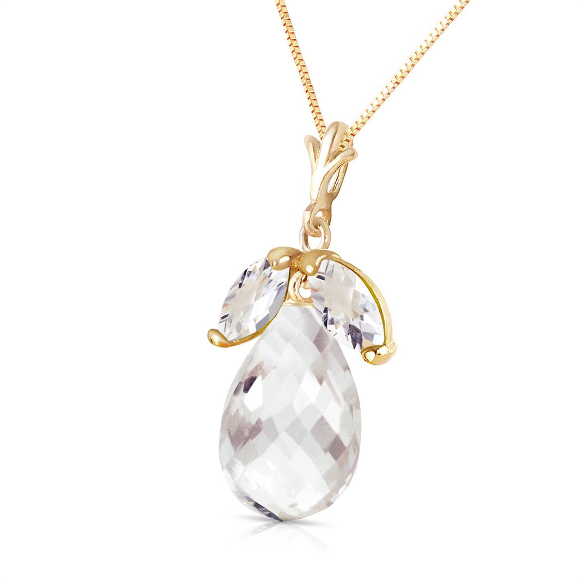 7.2 Carat 14K Solid Yellow Gold A Better Answer White Topaz Necklace