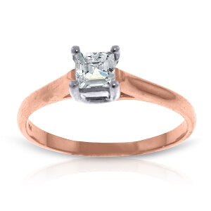 14K Solid Rose Gold Solitaire Ring 0.5 Carat Natural Diamond Gemstone