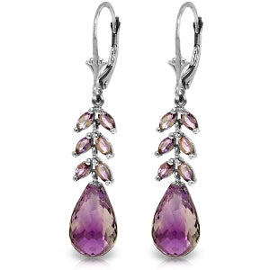 11.2 Carat 14K Solid White Gold Riddles Of Life Amethyst Earrings