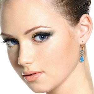 14K Solid Rose Gold Leverback Earrings Blue Topaz Series Classic