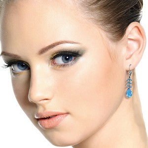 11.2 Carat 14K Solid White Gold Taken Blue Topaz Earrings