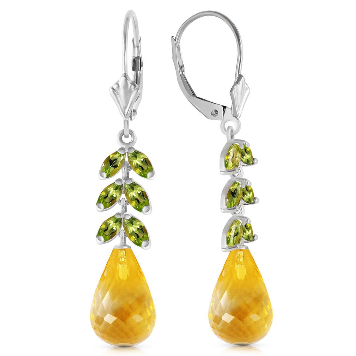 11.2 Carat 14K Solid White Gold Priorities Peridot Citrine Earrings