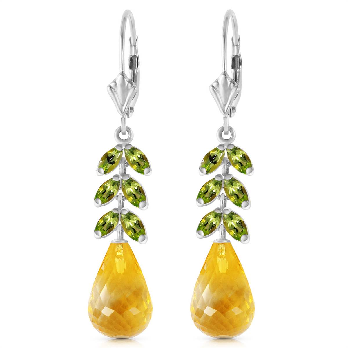 11.2 Carat 14K Solid White Gold Priorities Peridot Citrine Earrings