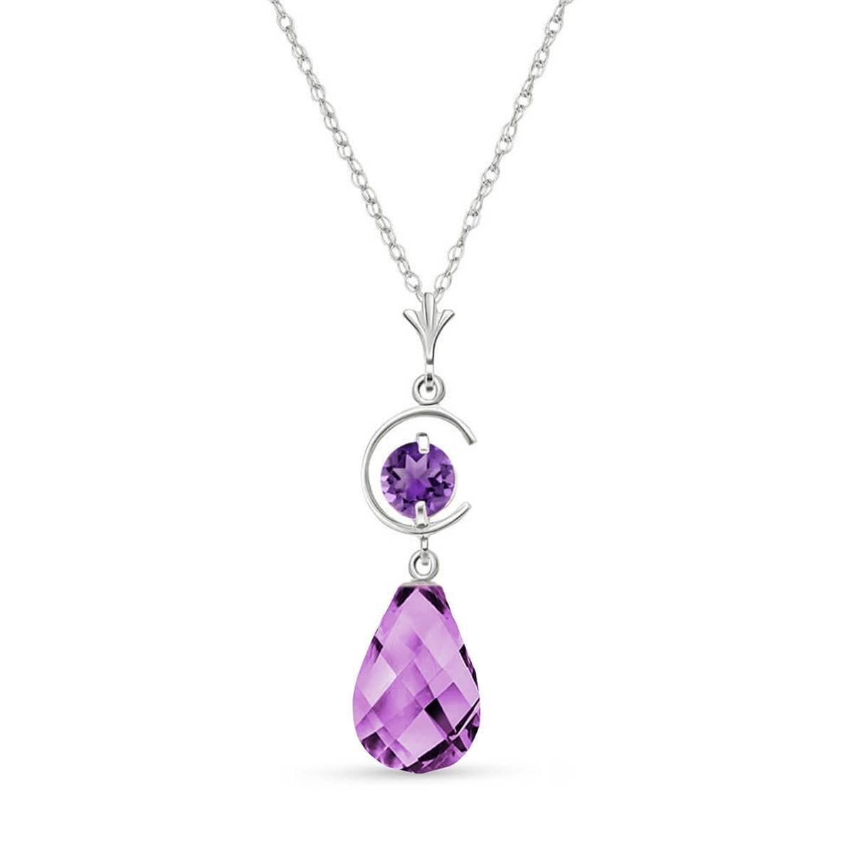 5.5 Carat 14K Solid White Gold Flickering Light Amethyst Necklace