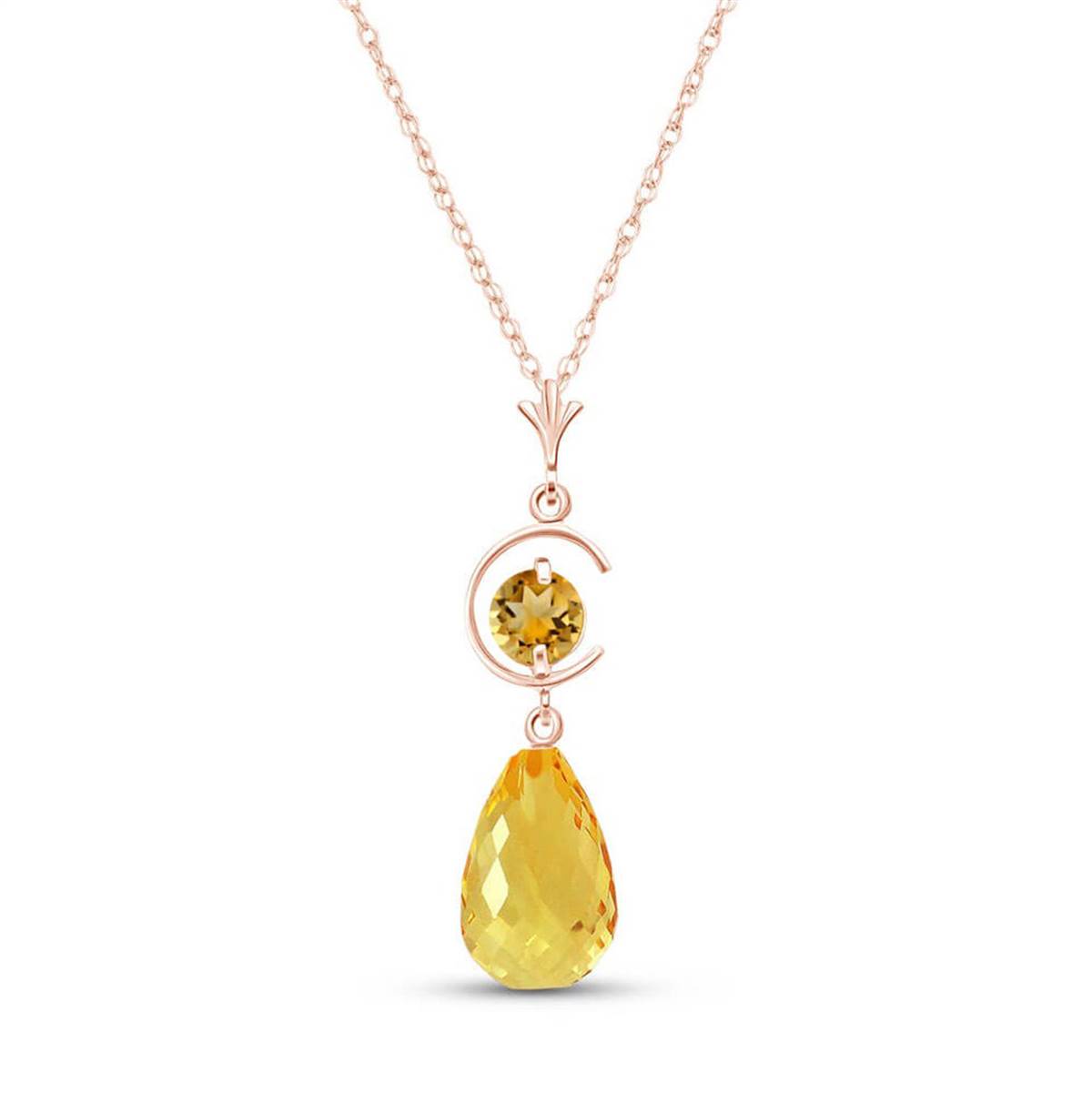 14K Solid Rose Gold Natural Citrine Necklace Jewelry Series