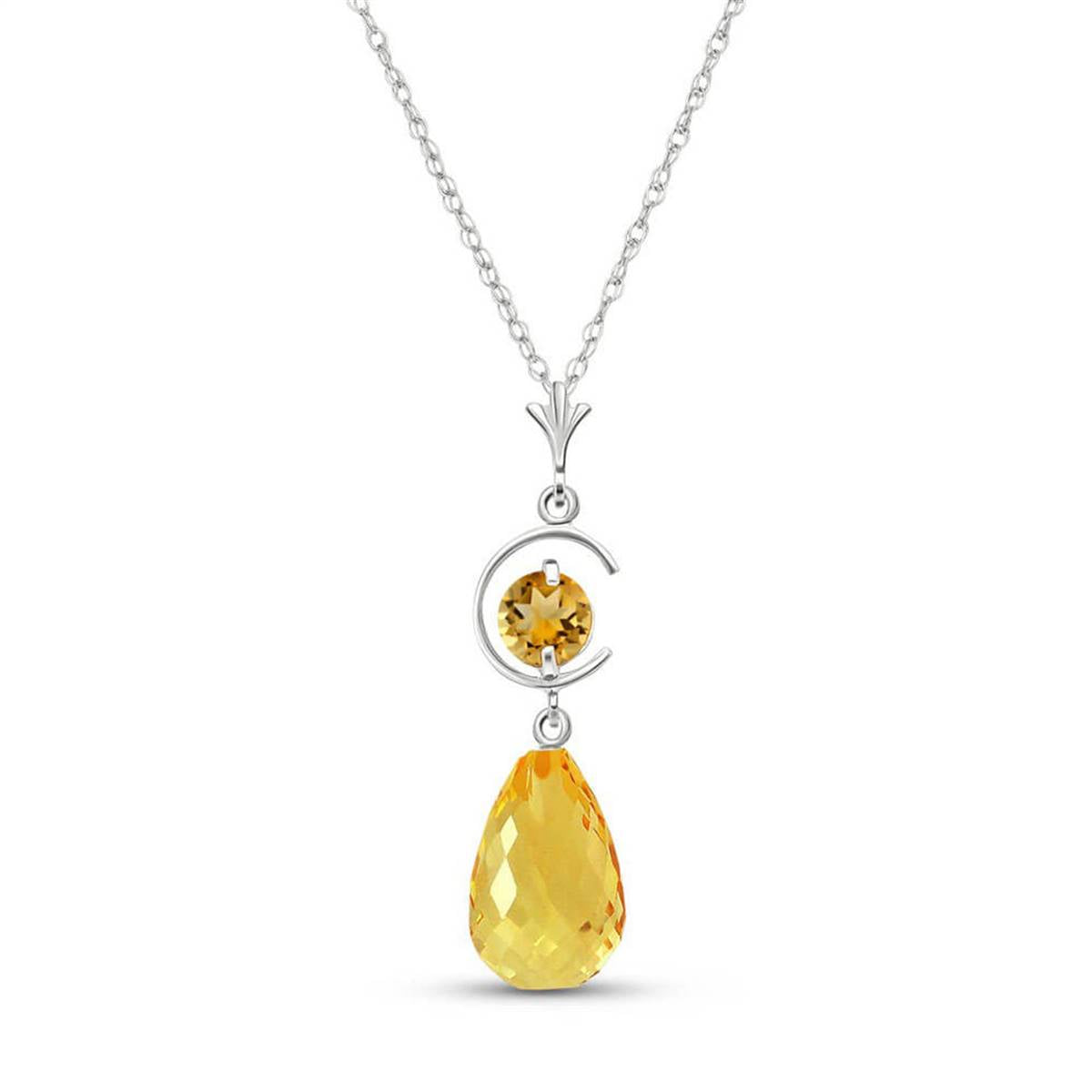 5.5 Carat 14K Solid White Gold Accentuate Citrine Necklace