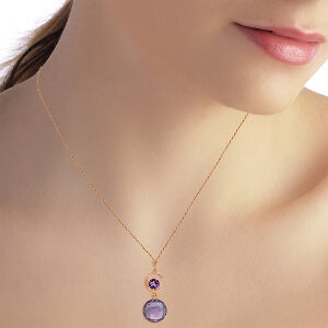 14K Solid Rose Gold Purple Amethyst Necklace Gemstone New