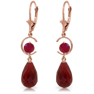 14K Solid Rose Gold Leverback Ruby Limited Edition Earrings