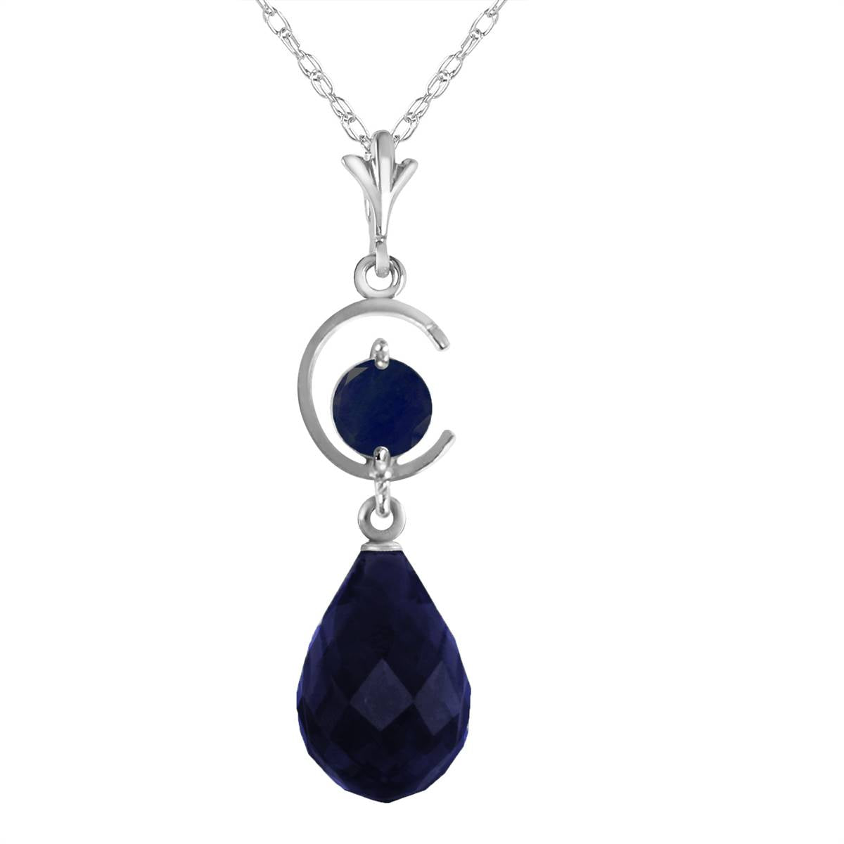 9.3 Carat 14K Solid White Gold Circle Of Silence Sapphire Necklace