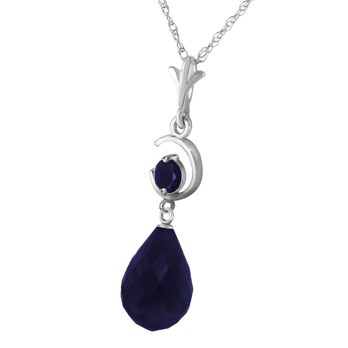 9.3 Carat 14K Solid White Gold Circle Of Silence Sapphire Necklace