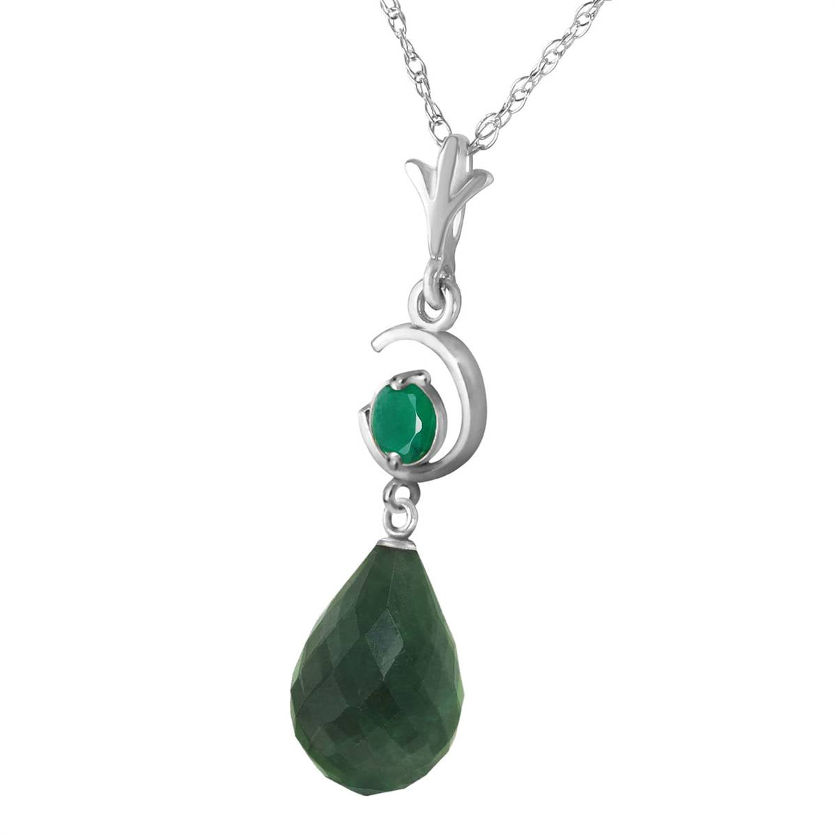 9.3 Carat 14K Solid White Gold Bon Jour Emerald Necklace