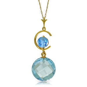 5.8 Carat 14K Solid Yellow Gold Future Plans Blue Topaz Necklace