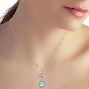 14K Solid Rose Gold Natural Blue Topaz Necklace Class