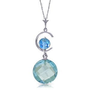 5.8 Carat 14K Solid White Gold Today We Live Blue Topaz Necklace