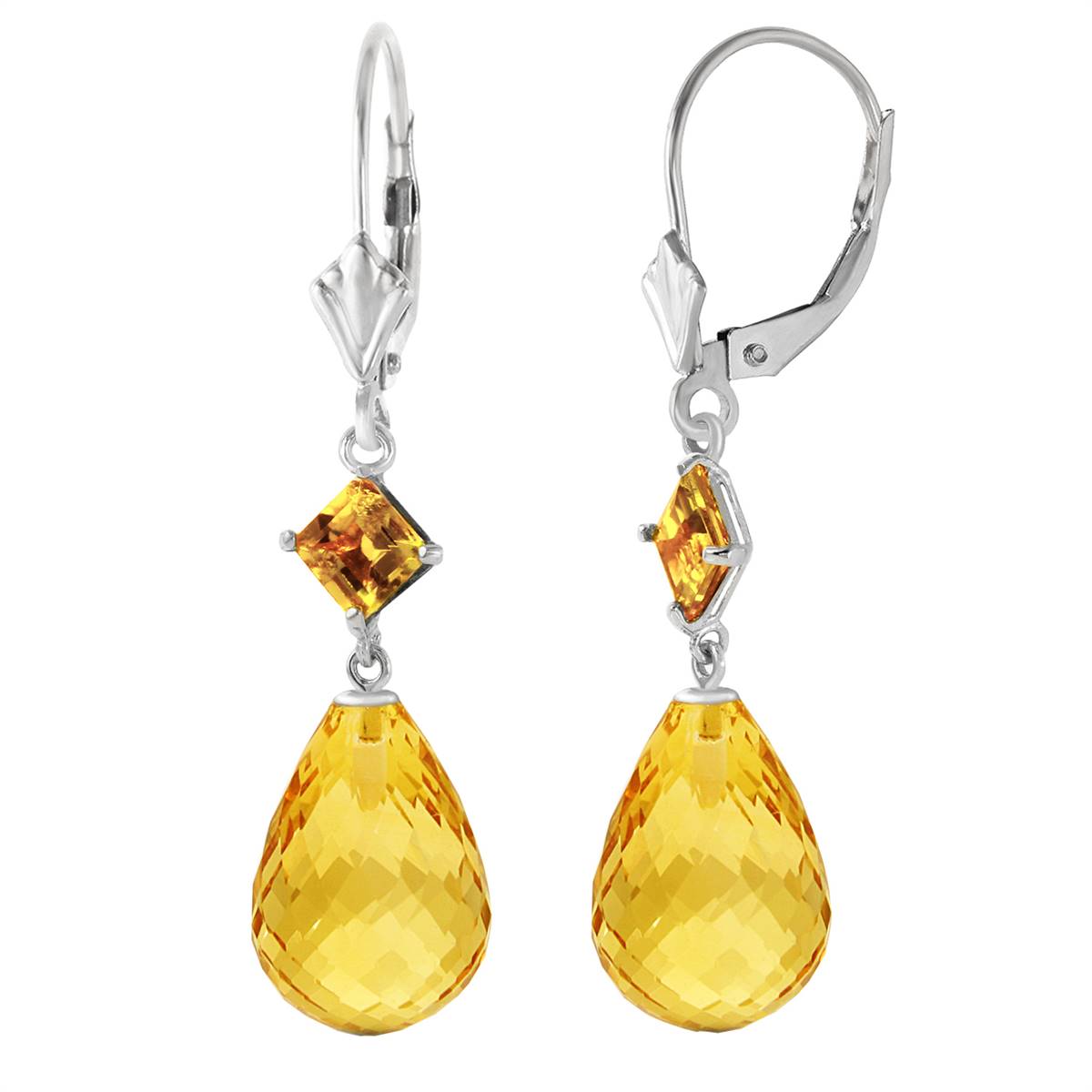 11 Carat 14K Solid White Gold Magnolia Bloom Citrine Earrings